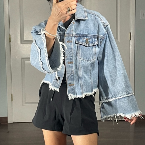 Unpublished Washed Cut Off Denim Jacket - Picture 1 of 11